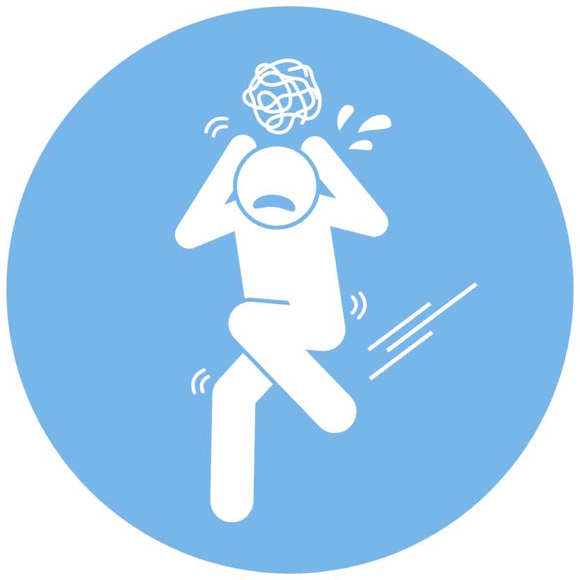 Grafische Dartsellung eines Menschen, der vor Wut fast platzt, vor blauem Hintergrund