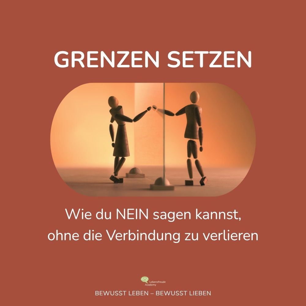 Grenzen setzen - wie du NEIN sagen kannst, ohne andere zu verletzen - 2 Holzfiguren mit einer Glaswand zwischen sich