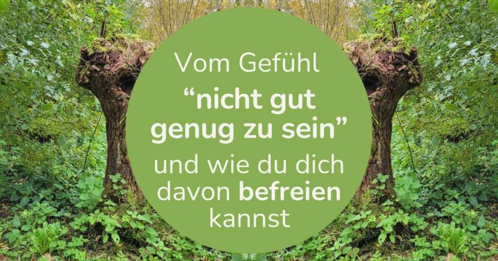 Ein kleiner Baum wächst aus einem alten Baumstumpf – Symbol für Heilung, Selbstwert und Neubeginn nach dem Gefühl, nicht gut genug zu sein.